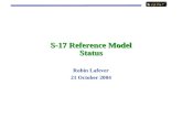 S-17 Reference Model Status Robin Lafever 21 October 2004.