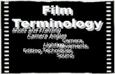 Film Terminology Film Terminology Shots and Framing Shots and Framing Camera Angles Camera Angles Camera Movements Camera Movements Lighting Lighting Editing.