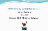 Welcome to Language Arts 7! Mrs. Bailey B1-B2 Stone Hill Middle School.