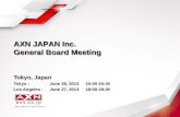 AXN JAPAN Inc. General Board Meeting Tokyo, Japan Tokyo : June 28, 2013 10:00-10:30 Los Angeles : June 27, 2013 18:00-18:30.