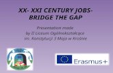 XX- XXI CENTURY JOBS- BRIDGE THE GAP Presentation made by II Liceum Ogólnokształcące im. Konstytucji 3 Maja w Krośnie.