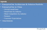 PeopleSoft Proprietary and Confidential Page 1 Agenda EnterpriseOne Architecture & Solution Portfolio EnterpriseOne in China –Overall install base –Install.