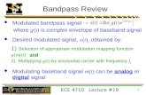 ECE 4710: Lecture #19 1 Bandpass Review  Modulated bandpass signal  where g (t) is complex envelope of baseband signal  Desired modulated signal, s.