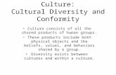 Culture: Cultural Diversity and Conformity Culture consists of all the shared products of human groups. These products include both physical objects and.