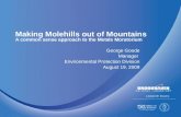 Making Molehills out of Mountains A common sense approach to the Metals Moratorium George Goode Manager Environmental Protection Division August 19, 2009.