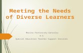 Meeting the Needs of Diverse Learners Marina Pertsovsky-Gonzalez K-5 Special Education Teacher Support Services.