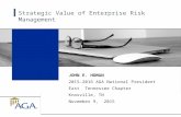 1 Strategic Value of Enterprise Risk Management JOHN E. HOMAN 2015–2016 AGA National President East Tennessee Chapter Knoxville, TN November 9, 2015.