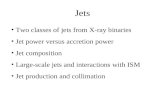 Jets Two classes of jets from X-ray binaries Jet power versus accretion power Jet composition Large-scale jets and interactions with ISM Jet production.