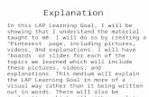 Explanation In this LAP Learning Goal, I will be showing that I understand the material taught to me. I will do so by creating a “Pinterest” page, including.