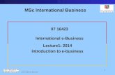 2014 Adrian Boucher 1 07 16423 International e-Business Lecture1: 2014 Introduction to e-business MSc International Business.