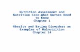 Nutrition Assessment and Nutrition Care-What Nurses Need to Know Chapter 1 Obesity and Eating Disorders as Examples of Malnutrition Chapter 14.
