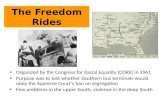 Organized by the Congress for Racial Equality (CORE) in 1961 Purpose was to test whether Southern bus terminals would obey the Supreme Court’s ban on segregation.