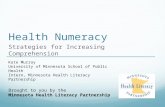Health Numeracy Strategies for Increasing Comprehension Brought to you by the Minnesota Health Literacy Partnership Kate Murray University of Minnesota.