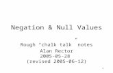 1 Negation & Null Values Rough “chalk talk” notes Alan Rector 2005-05-28 (revised 2005-06-12)