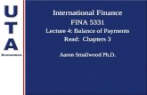 International Finance FINA 5331 Lecture 4: Balance of Payments Read: Chapters 3 Aaron Smallwood Ph.D.