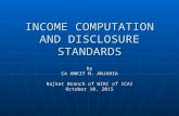 INCOME COMPUTATION AND DISCLOSURE STANDARDS by CA ANKIT N. ANJARIA Rajkot Branch of WIRC of ICAI October 10, 2015.