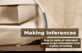 Making Inferences How to make an educated guess to get information from a piece of writing.
