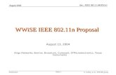 Submission August 2004 doc.: IEEE 802.11-04/0935r1 S. Coffey, et al., WWiSE group Slide 1 WWiSE IEEE 802.11n Proposal August 13, 2004 Airgo Networks, Bermai,