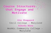 Course Structures that Engage and Motivate Kim Sheppard Cecil College - Maryland Alketa Nina WorWic Community College - Maryland.