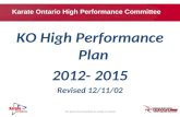 KO High Performance Plan 2012- 2015 Revised 12/11/02 The Sport Governing Body for Karate in Ontario Karate Ontario High Performance Committee.