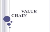 VALUE CHAIN. V ALUE C REATION  Necessarily processing, converting, improving or adding value to a particular product (from its original state) thereby.