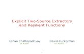1 Explicit Two-Source Extractors and Resilient Functions Eshan Chattopadhyay David Zuckerman UT Austin.