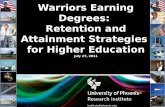 Warriors Earning Degrees: Retention and Attainment Strategies for Higher Education July 27, 2011.