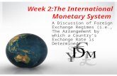 Week 2:The International Monetary System A Discussion of Foreign Exchange Regimes (i.e., The Arrangement by which a Country’s Exchange Rate is Determined)