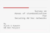 By Ajith U Kamath 60-564 Project Survey on Areas of standardization For Securing Ad hoc networks.