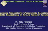 D. Neil Granger Boyd Professor & Head Department of Molecular & Cellular Physiology LSU Health Sciences Center-Shreveport Mid-Career Transitions: Choices.