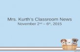 Mrs. Kurth’s Classroom News November 2 nd – 6 th, 2015.