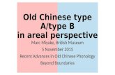 Old Chinese type A/type B in areal perspective Marc Miyake, British Museum 5 November 2015 Recent Advances in Old Chinese Phonology Beyond Boundaries.