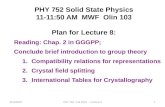 9/11/2015PHY 752 Fall 2015 -- Lecture 81 PHY 752 Solid State Physics 11-11:50 AM MWF Olin 103 Plan for Lecture 8: Reading: Chap. 2 in GGGPP; Conclude brief.