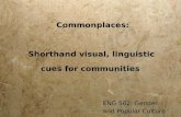Commonplaces: Shorthand visual, linguistic cues for communities ENG 582: Gender and Popular Culture ENG 582: Gender and Popular Culture.