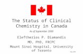 The Status of Clinical Chemistry in Canada Eleftherios P. Diamandis MD, PhD, FRCPC Mount Sinai Hospital, University of Toronto (Spetses,Athena Society,Sept.