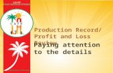 PRODUCTION RECORD/ PROFIT AND LOSS REVIEW Paying attention to the details.