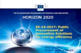 Olav Luyckx Project Adviser EASME HORIZON 2020 THE EU FRAMEWORK PROGRAMME FOR RESEARCH AND INNOVATION EE-19-2017: Public Procurement of Innovative Solutions.