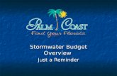 Stormwater Budget Overview Just a Reminder. Infrastructure Inventory for Stormwater Drainage System 19 Major Canal Control Structures 19 Major Canal Control.