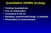 Quantitative Wildlife Ecology Thinking Quantitatively Fear of mathematics Uncertainty & the art Sampling, experimental design, & analyses Presentation.