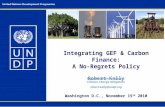 Integrating GEF & Carbon Finance: A No-Regrets Policy Robert Kelly Regional Technical Advisor, Climate Change Mitigation robert.kelly@undp.org Washington.