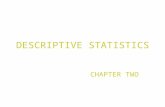 DESCRIPTIVE STATISTICS CHAPTER TWO. Content 2.1 Data organization and Frequency Distribution 2.2 Types of Graph 2.3 Summary Statistics (Data Description)
