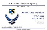 Air Force Weather Agency Fly - Fight - Win AFWA Site Update WG-CSAB Spring 2010 John Zapotocny 7 April 2010 Approved for Public Release.
