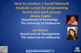 Jeromy Anglim & Lea Waters 2007 How to conduct a Social Network Analysis: a tool for empowering teams and work groups Jeromy Anglim Department of Psychology,