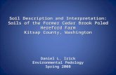 Soil Description and Interpretation: Soils of the Former Cedar Brook Poled Hereford Farm Kitsap County, Washington Daniel L. Irick Environmental Pedology.