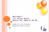Welcome!! 1st Relay Rally March 20, 2012 6:30 PM Relay For Life of Reston American Cancer Society.