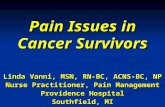 Pain Issues in Cancer Survivors Linda Vanni, MSN, RN-BC, ACNS-BC, NP Nurse Practitioner, Pain Management Providence Hospital Southfield, MI.