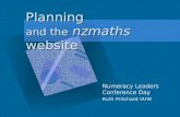 Planning and the nzmaths website Numeracy Leaders Conference Day Ruth Pritchard VUW.