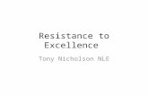 Resistance to Excellence Tony Nicholson NLE. The role of Governors being responsible for strategy, holding the school to account acting as the critical.