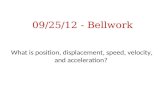 09/25/12 - Bellwork What is position, displacement, speed, velocity, and acceleration?