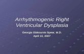 Arrhythmogenic Right Ventricular Dysplasia Georgia Giakoumis Spear, M.D. April 10, 2007.